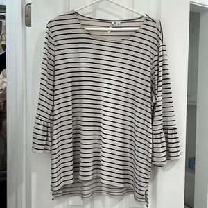 Black/gray stripe 3/4 sleeve XL